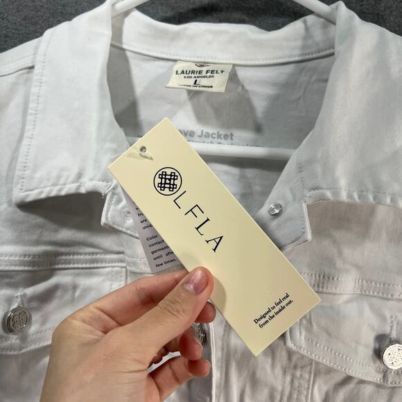 Laurie Felt Wave Denim Jacket with Embroidery White Size Large - Picture 4 of 15